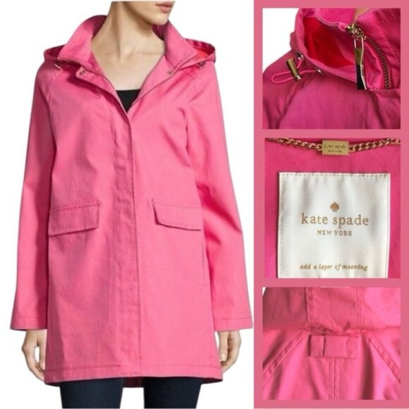 Kate Spade Pink Women's Raincoat Jacket XS Bow - Picture 1 of 14